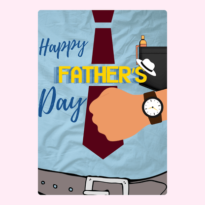 Father's Day card with tie, watch, and pocket.