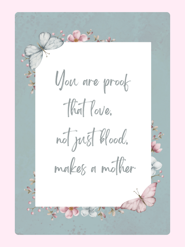 Mother's Day quote card with butterflies & flowers