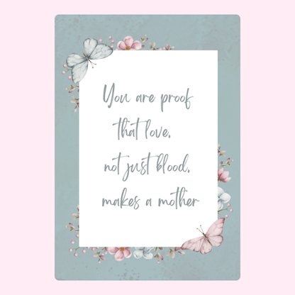 Mother's Day quote card with butterflies & flowers