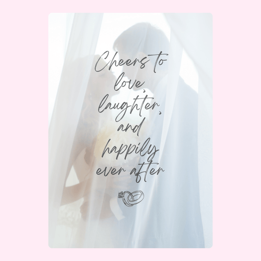 Wedding couple silhouette with Cheers to love quote.