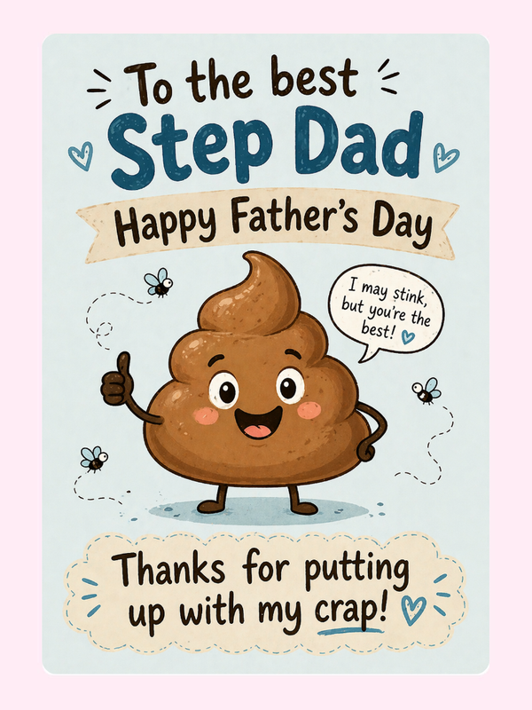 Playful Putting Up With Me Step Dad Cake Card