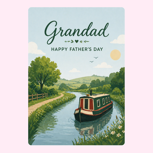 Peaceful Canal Boat Grandad Cake Card | MailBakes
