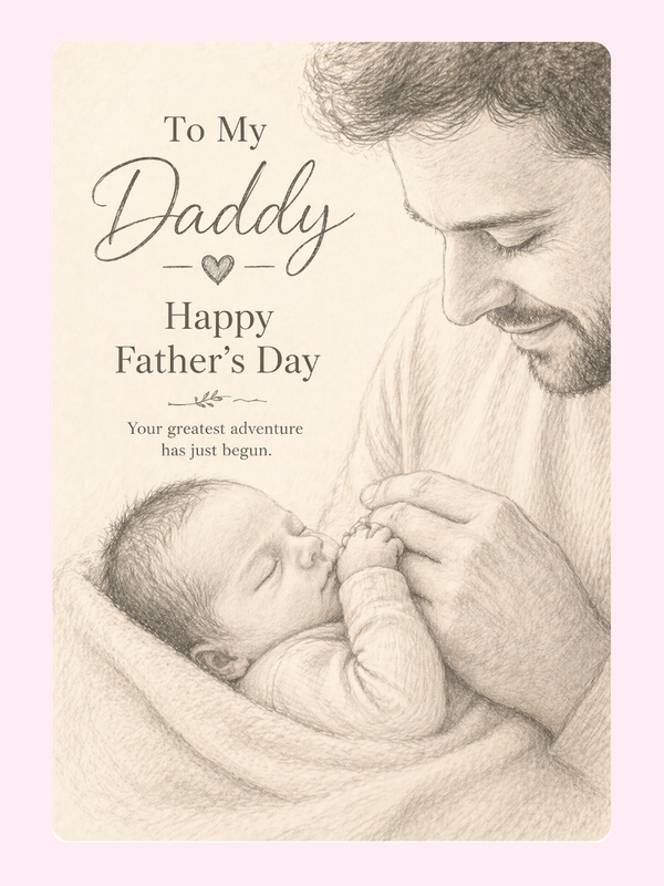 Sweet Newborn Adventure 1st Father's Day Cake Card, for Dad