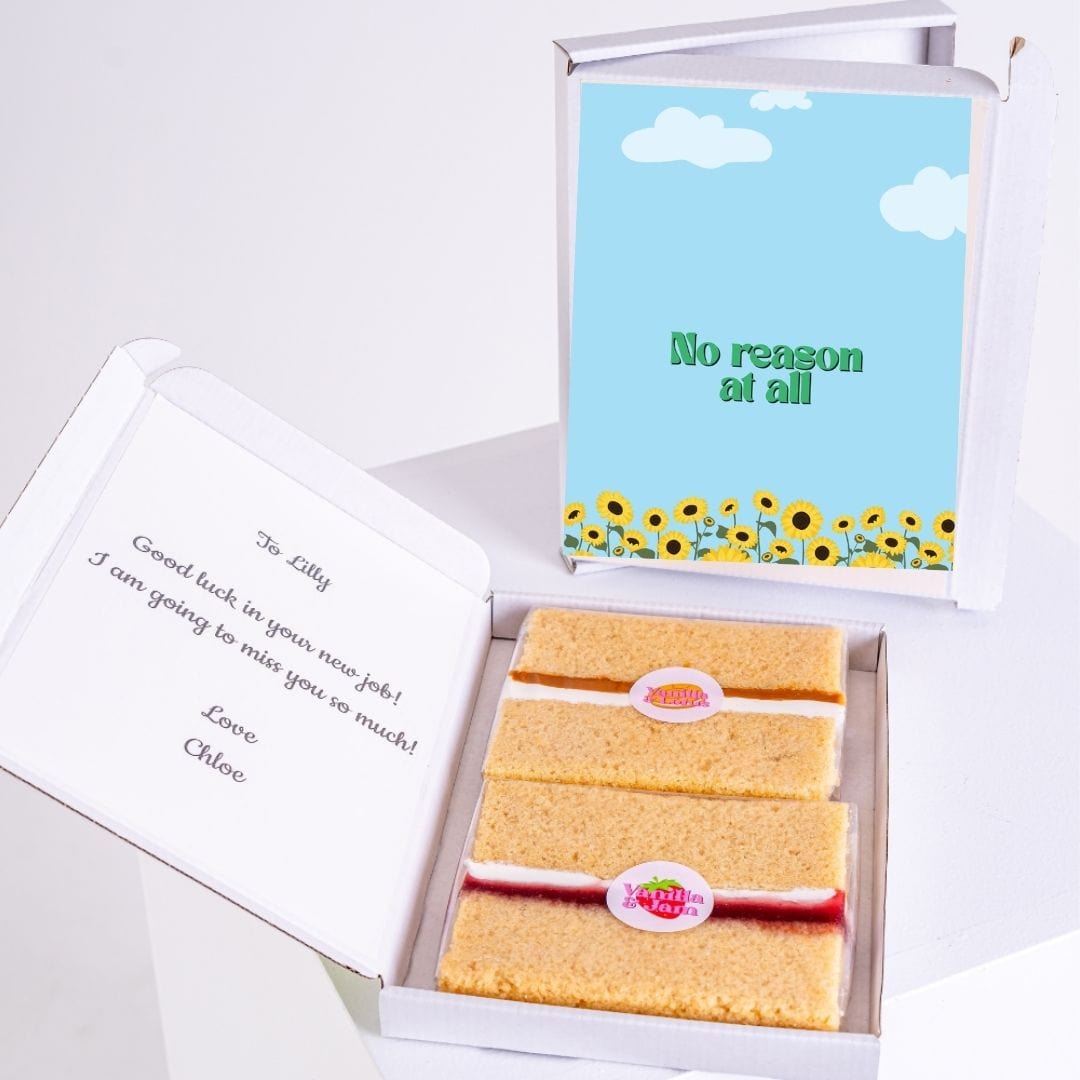 Cake gift box for Lilly, No reason at all farewell message.