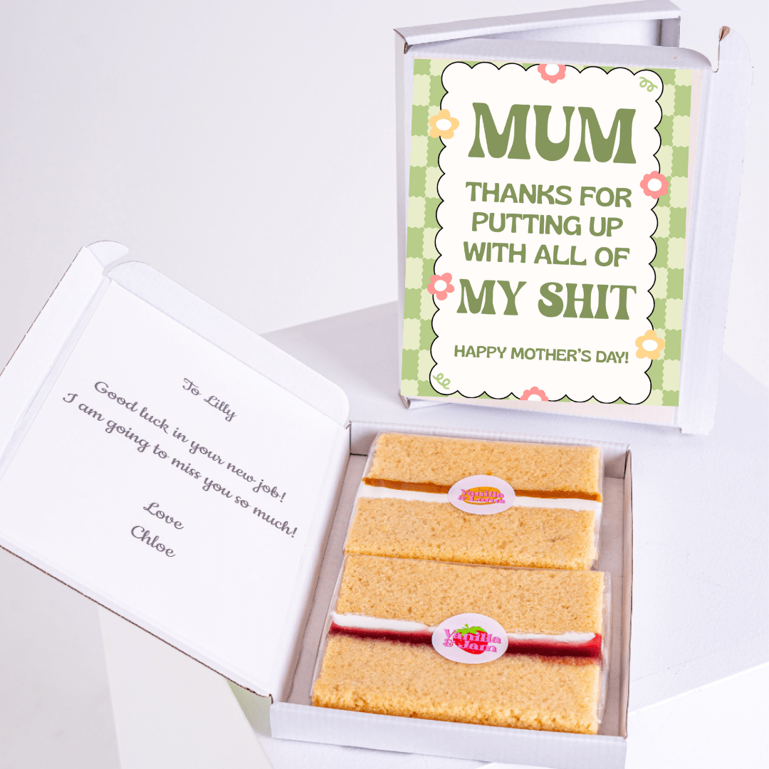 Mother's Day cake with Mum card and a note for Lilly