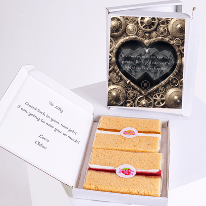 Gift box with cake and good luck message for Lilly.