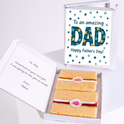 Father's Day gift box with cake, card says To an amazing Dad (20_c78500b9)