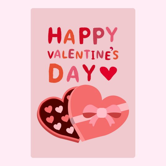 Happy Valentine's Day card with heart-shaped box