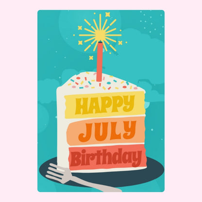 Illustrated cake with Happy July Birthday