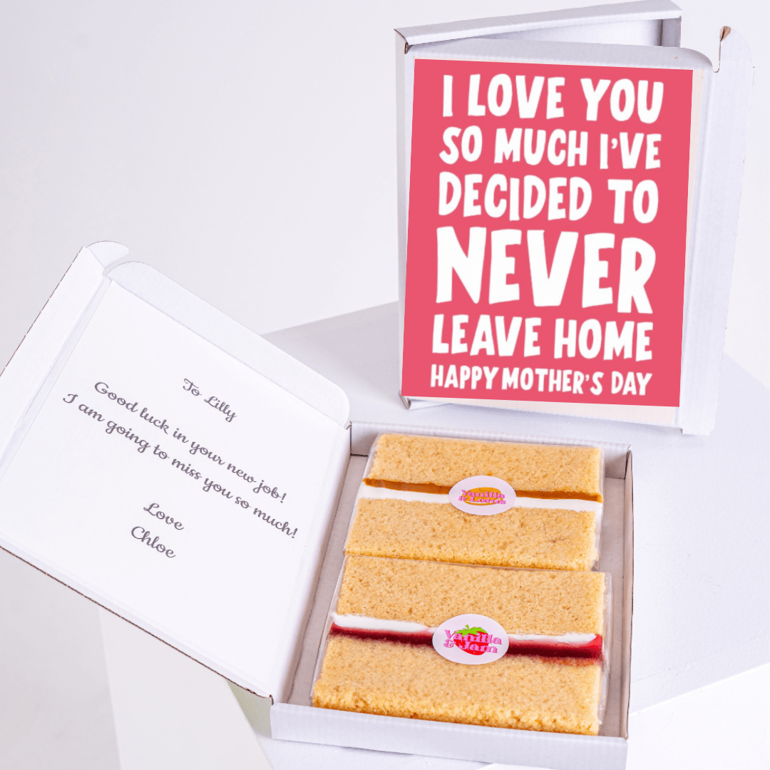 Mother's Day cake gift with Never Leave Home card for Lilly.