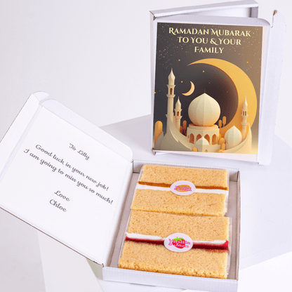 Ramadan Mubarak cake gift with note for Lilly, image ID ff6e309a