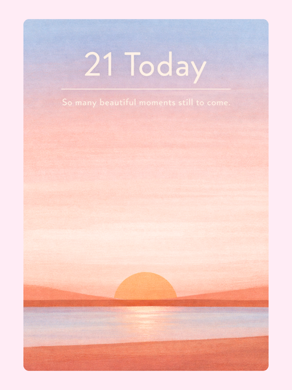 21 today birthday card sunset design
