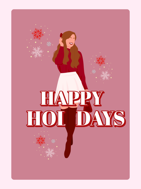 Happy Holidays Babe Cake Card, Christmas