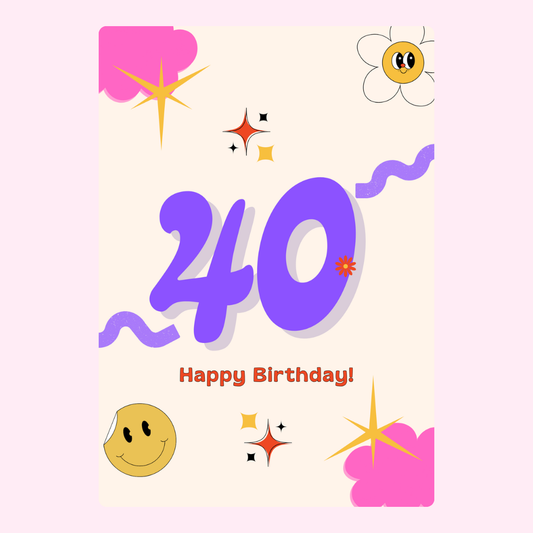 40th Birthday Card - Retro Design