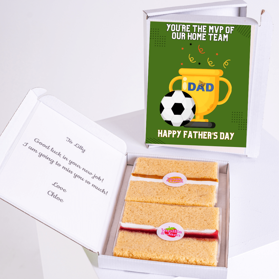 Father's Day gift box with cake and card, MVP of our home team