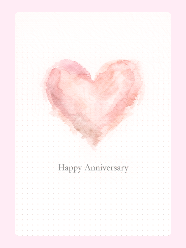 Soft Pink Heart Anniversary Cake Card