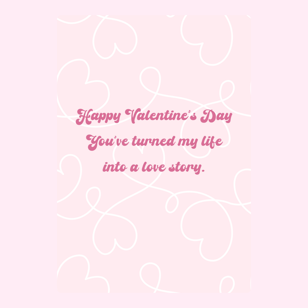 Valentine's Day card with love story quote