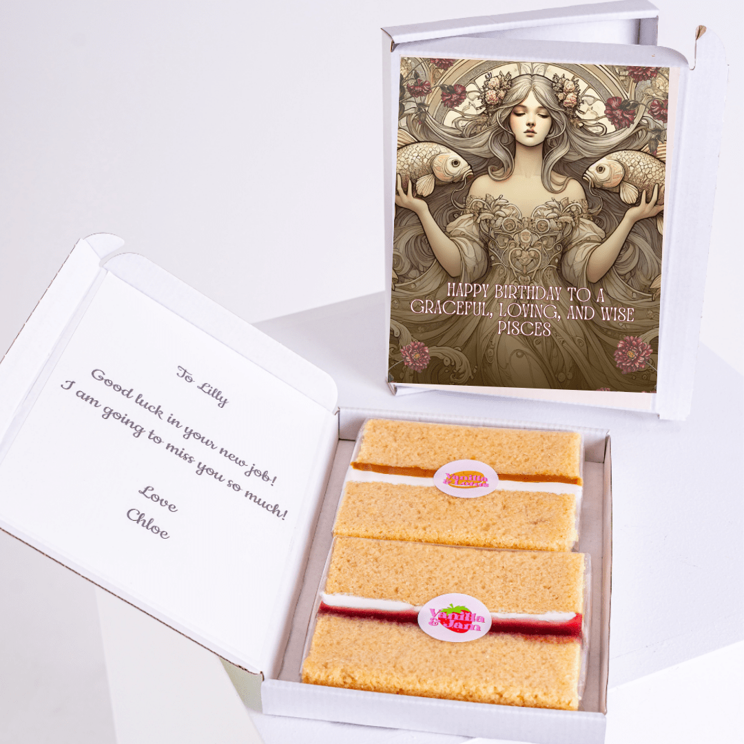 Pisces birthday cake with a note for Lilly