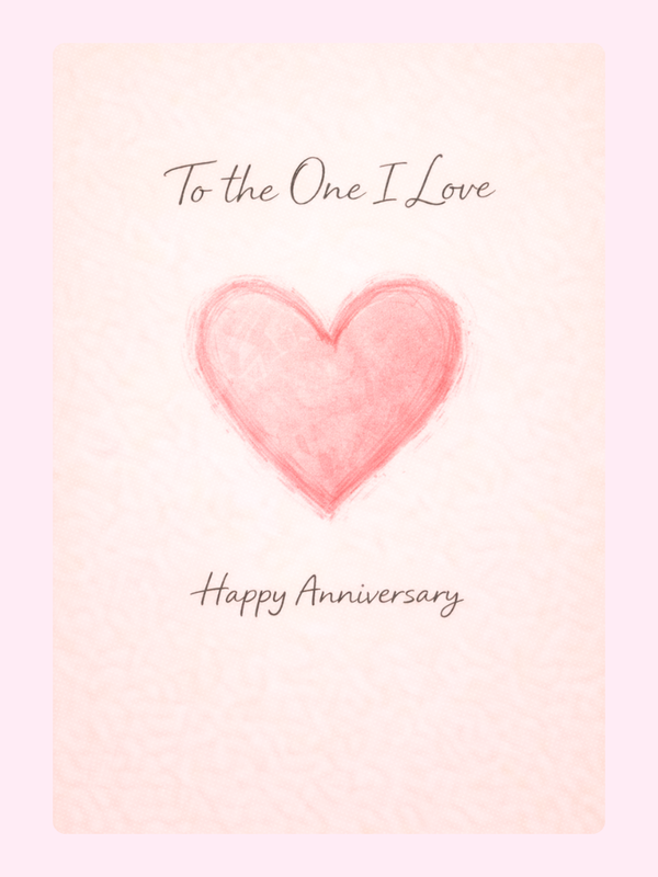 Blush Heart To The One I Love Anniversary Cake Card letterbox cake card with freshly baked cake slices
