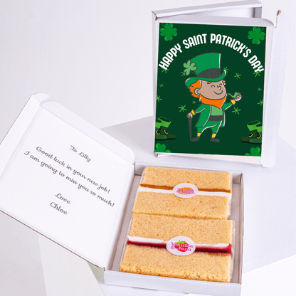 Saint Patrick's Day gift box for Lilly, goodbye & good luck cake.
