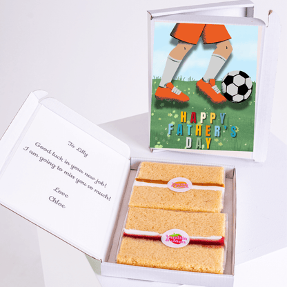 Father's Day cake and card with soccer theme for Lilly's new job.