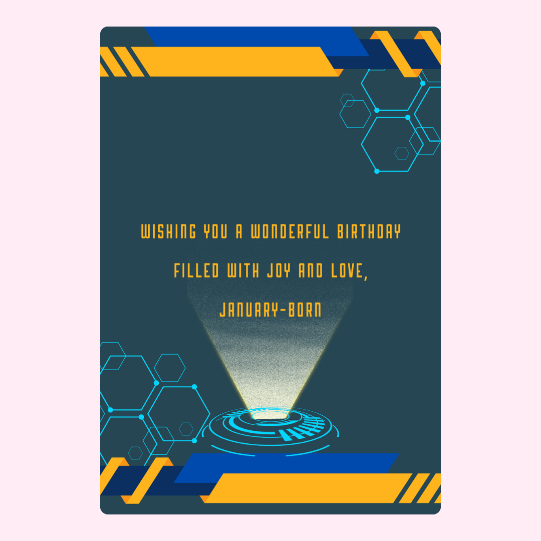 Birthday card for January-born, design 21