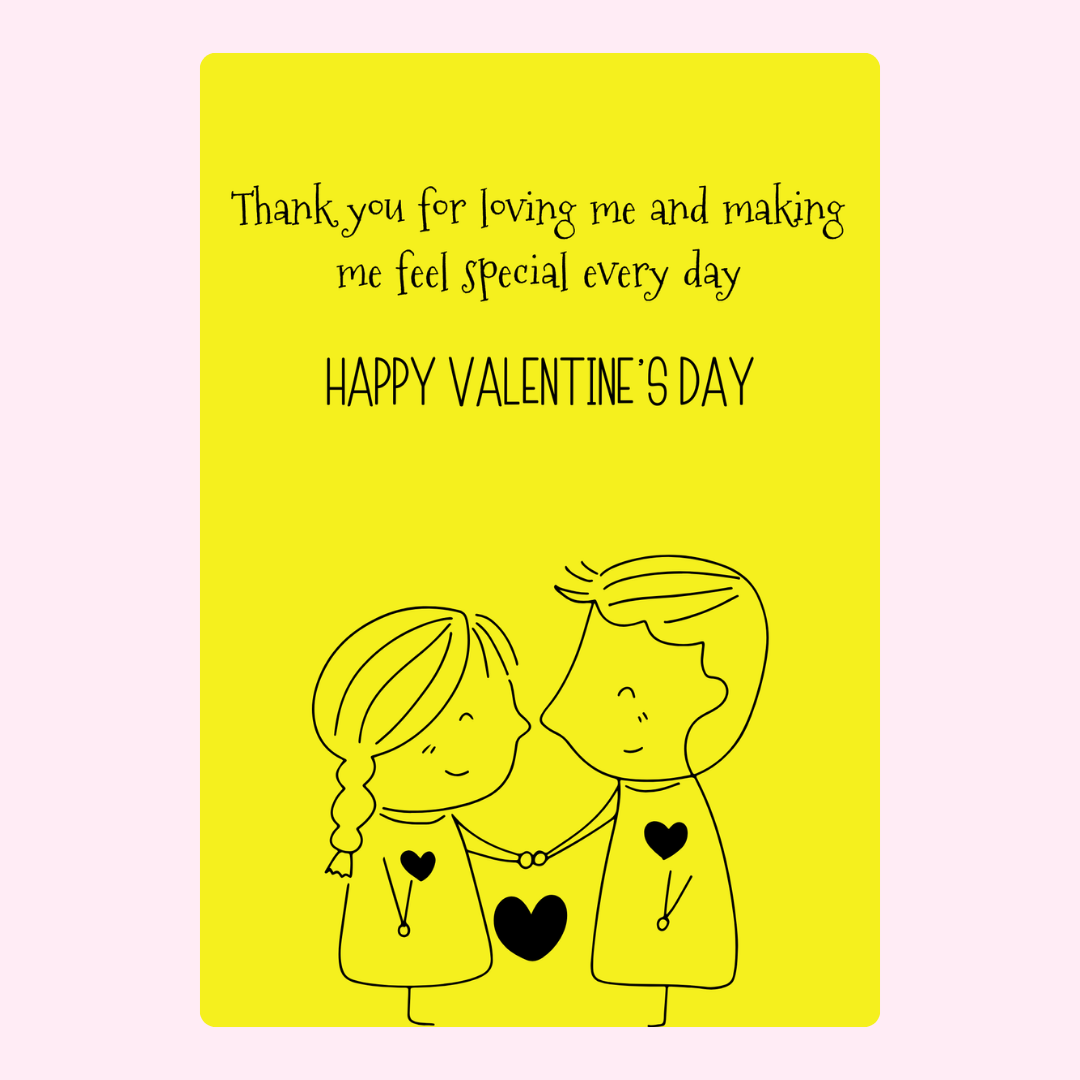 Valentine's Day card with loving message and couple