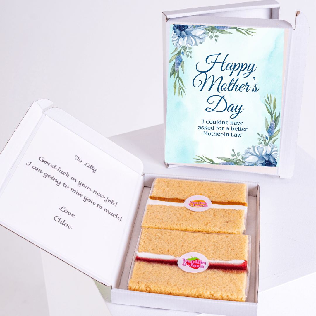 Mother's Day cake gift box with message for Lilly.