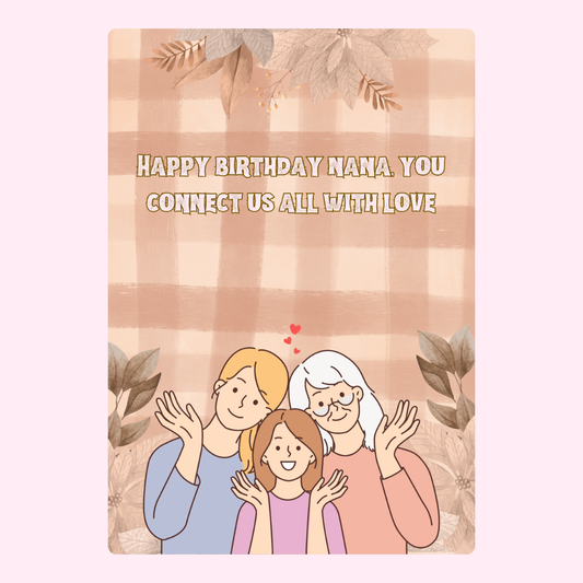 Happy Birthday Nana card, connecting family with love.