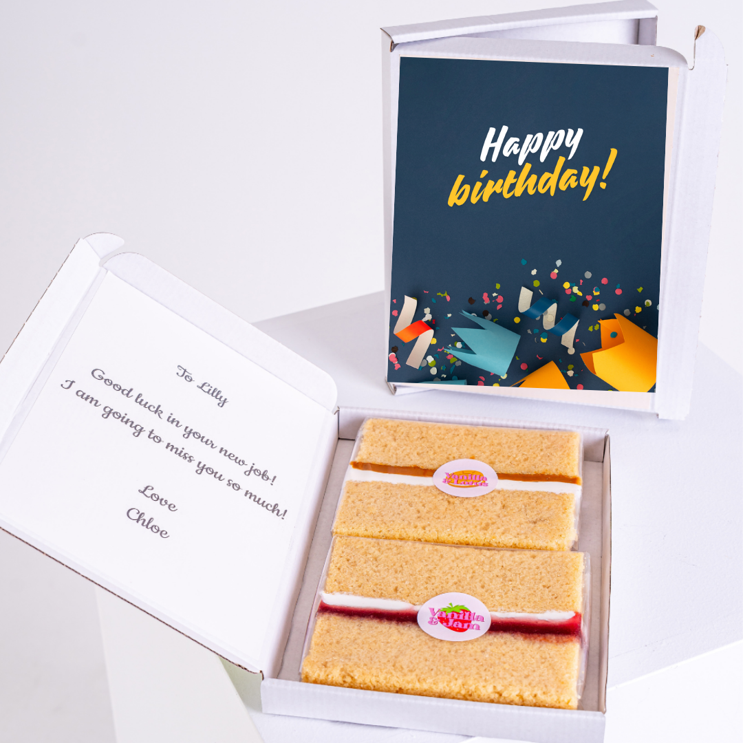 Birthday cake and card for Lilly, with a Happy Birthday message.