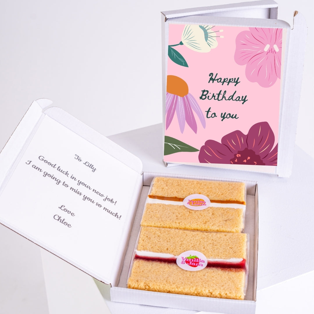 Letterbox cake gift with pink floral birthday theme