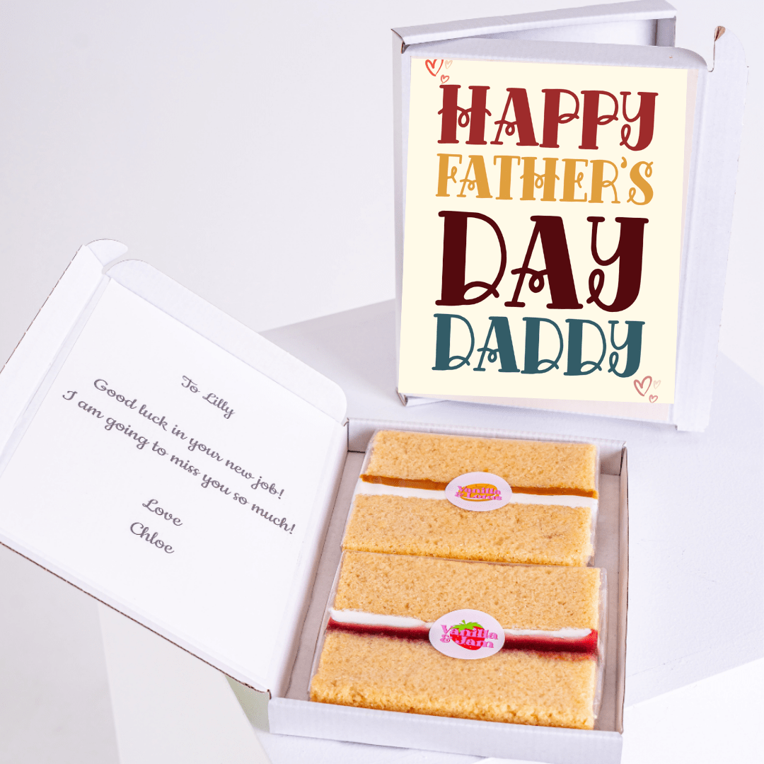 Father's Day gift box with cake and card, Happy Father's Day Daddy