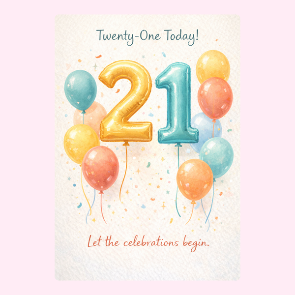 21st birthday balloons card design