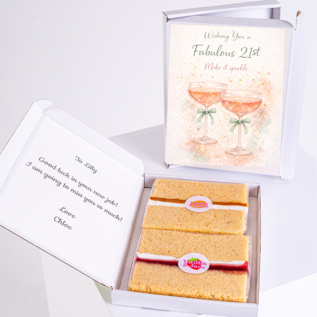 21st birthday cake card gift with sponge cake
