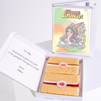 Letterbox cake gift with Cancer design