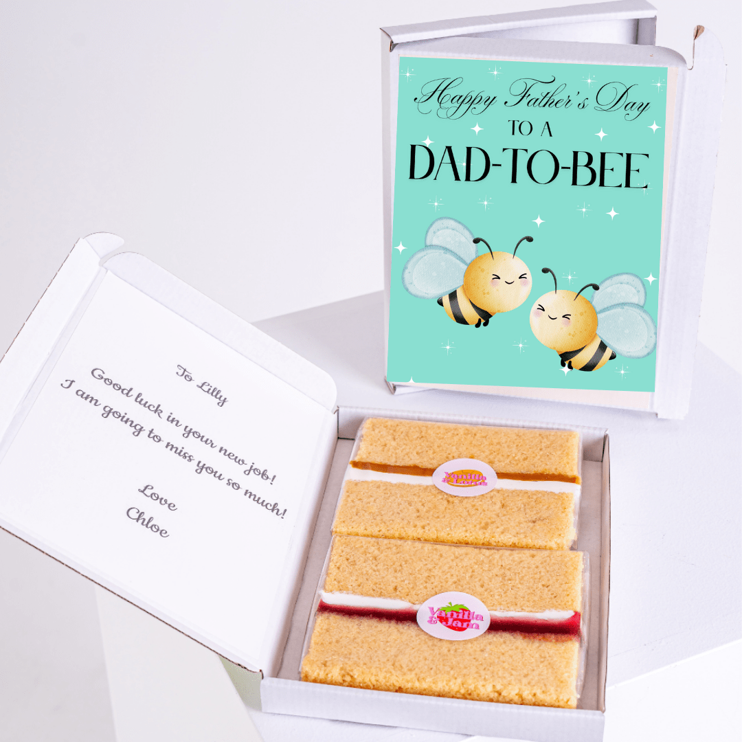 Father's Day gift box Dad-to-Bee cake & message to Lilly