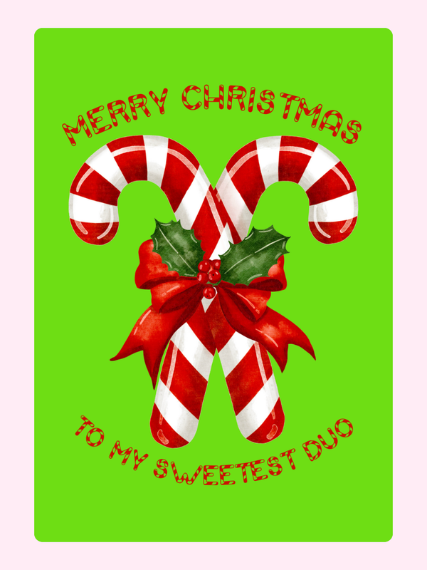 Christmas card with candy canes for a sweet duo