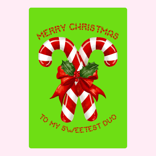 Christmas card with candy canes for a sweet duo