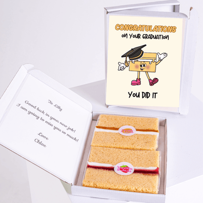 Graduation gift box with cake and card, You Did It