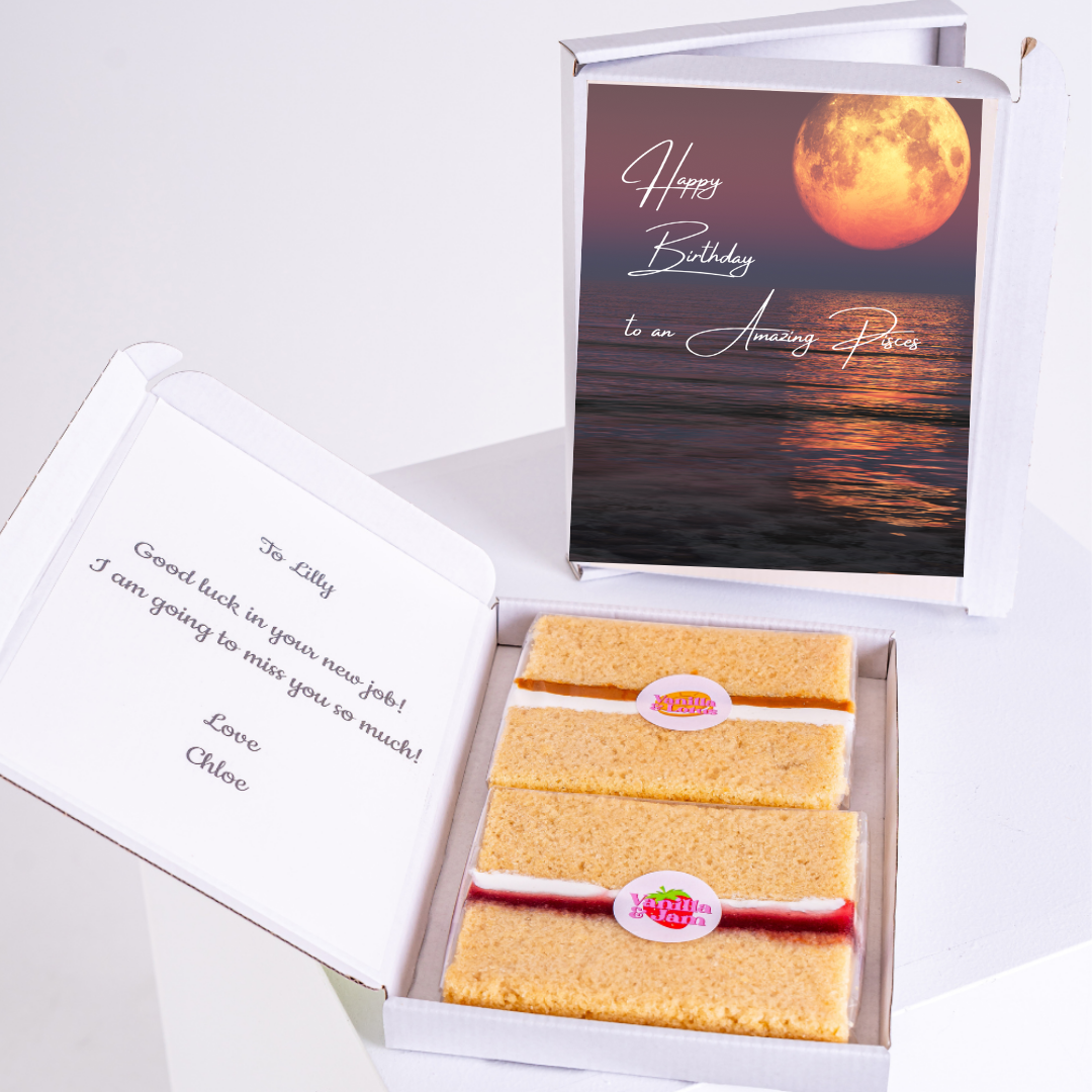 Birthday cake gift box for Lilly, featuring a card and message.