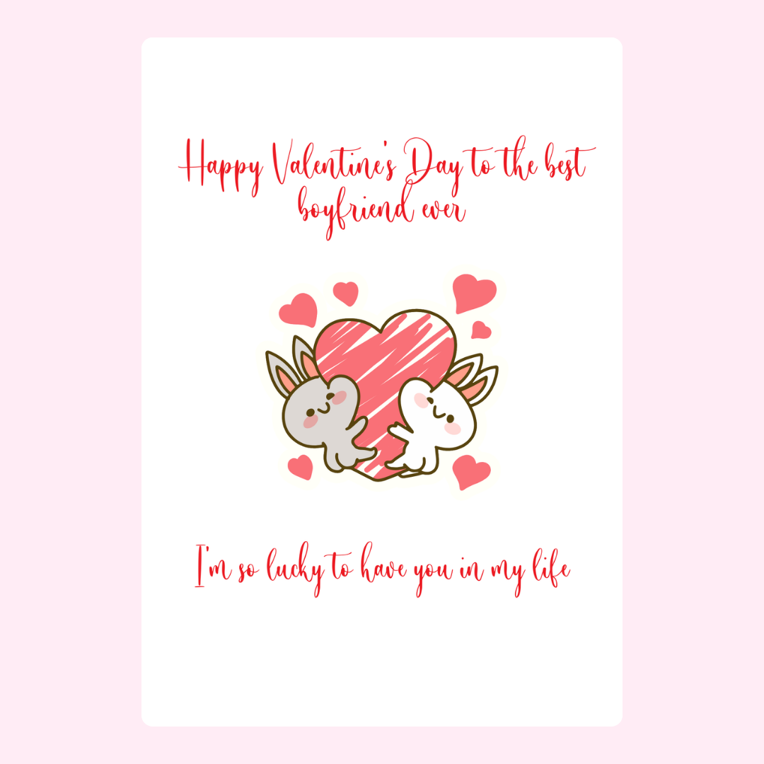 Valentine's Day card for boyfriend with bunnies - 22