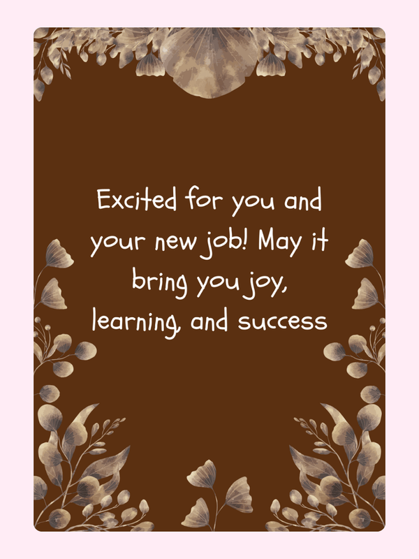 New job congratulations card with floral design.