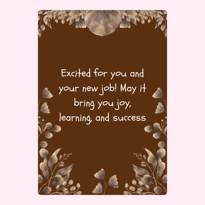 New job congratulations card with floral design.