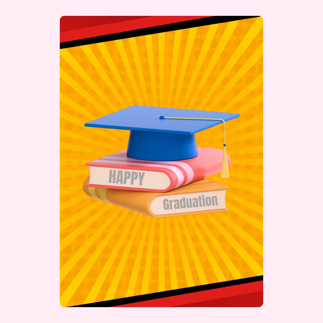 Graduation cap on books, Happy Graduation card (22_e39776e5)