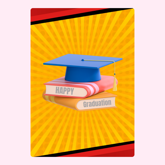 Graduation cap on books, Happy Graduation card (22_e39776e5)