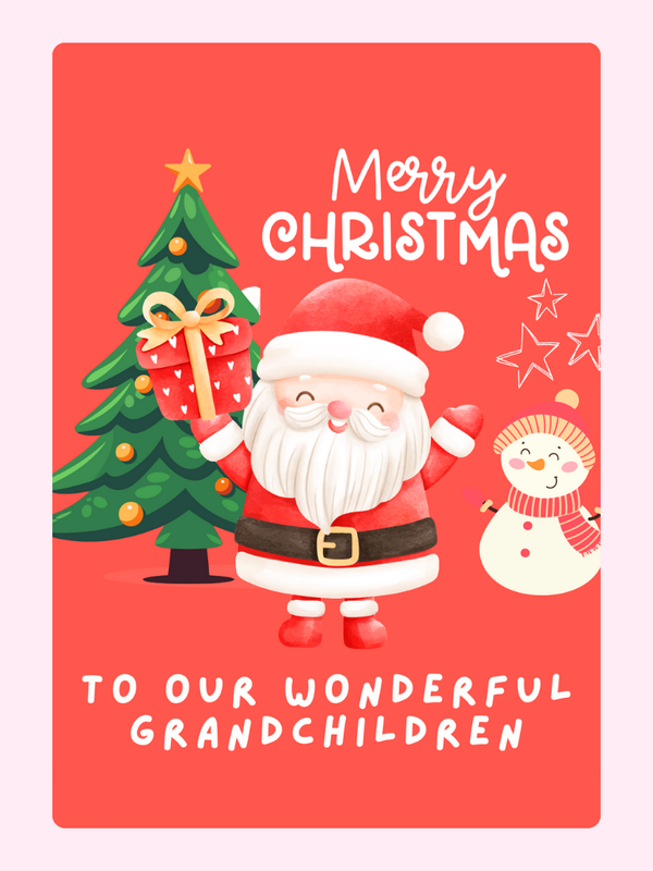 Wonderful Grandchildren Santa Gift Cake Card, Christmas