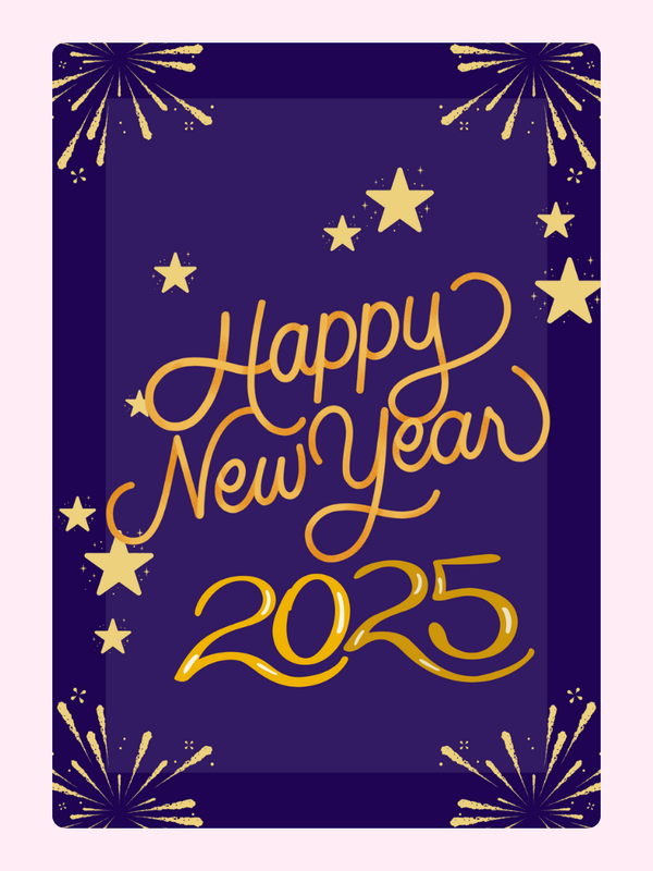 Happy New Year 2025 Cake Card