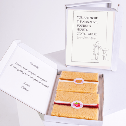 Cake gift box with Mother's Day message and Good luck note.