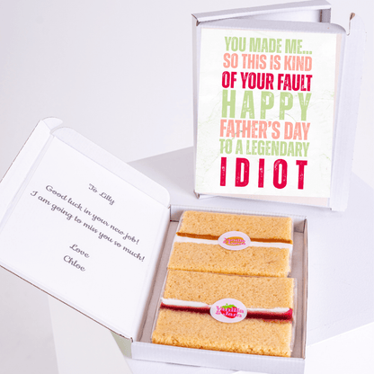 Father's Day card & cake gift with Legendary Idiot message
