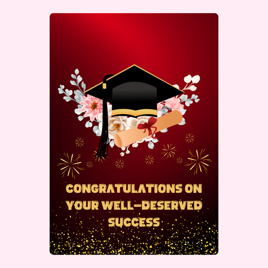 Graduation congratulations card with cap and scroll